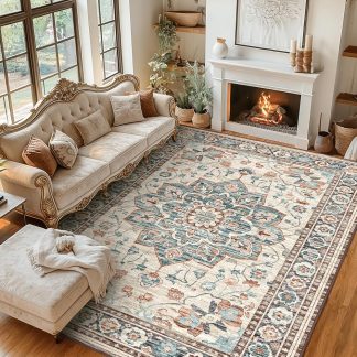 8×10 Area Rug Machine Washable Non Slip Living Room Carpet | NEWBULIG
