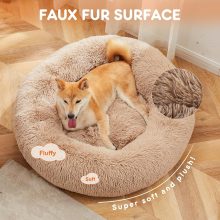 37×37 Inch Donut Dog Bed for Indoor Use, Fluffy Large Pet Sofa - view 3 of 6 | NEWBULIG