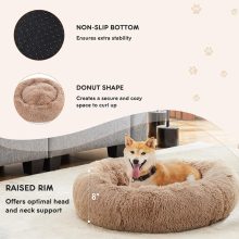 37×37 Inch Donut Dog Bed for Indoor Use, Fluffy Large Pet Sofa - view 4 of 6 | NEWBULIG