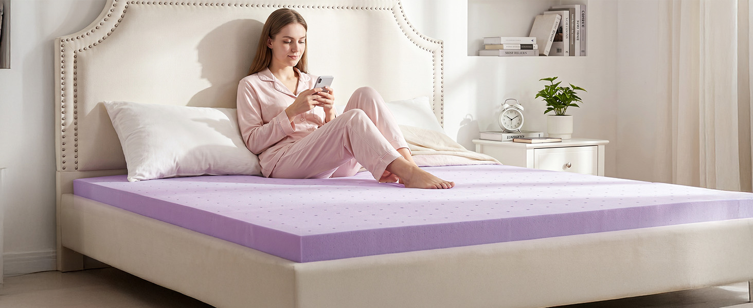 NEWBULIG 4 Inch Queen Cooling Gel Memory Foam Mattress Topper, Purple - NEWBULIG product detail