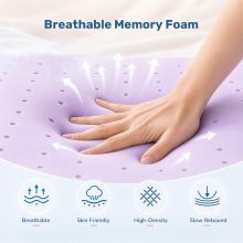 1.5 Inch Queen Cooling Gel Memory Foam Mattress Topper, Purple - view 6 of 6 | NEWBULIG