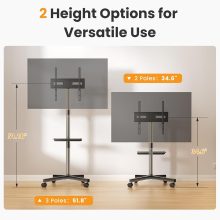 Rolling TV Stand, Portable TV Cart with Wheels for 23-60 Inch - view 2 of 6 | NEWBULIG