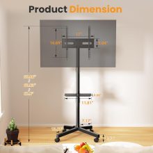 Rolling TV Stand, Portable TV Cart with Wheels for 23-60 Inch - view 3 of 6 | NEWBULIG
