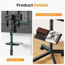 Rolling TV Stand, Portable TV Cart with Wheels for 23-60 Inch - view 6 of 6 | NEWBULIG