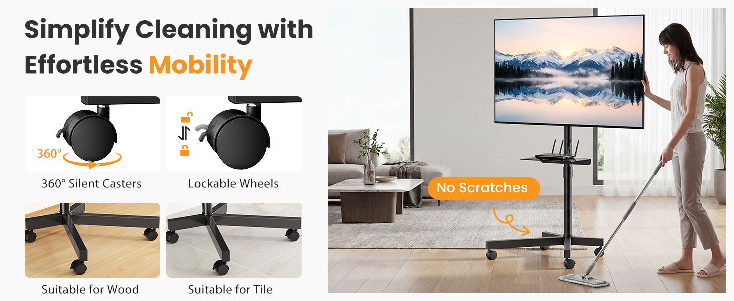 NEWBULIG Rolling TV Stand, Portable TV Cart with Wheels for 23-60 Inch - NEWBULIG product detail