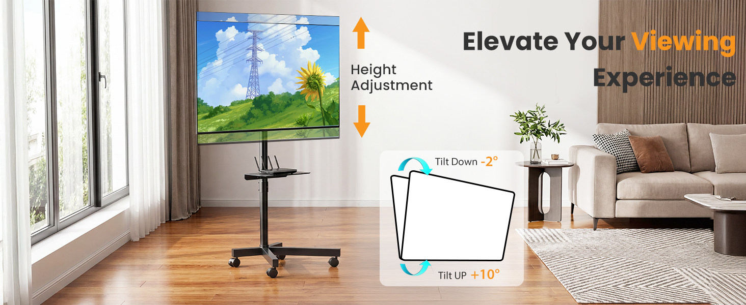 NEWBULIG Rolling TV Stand, Portable TV Cart with Wheels for 23-60 Inch - NEWBULIG product detail