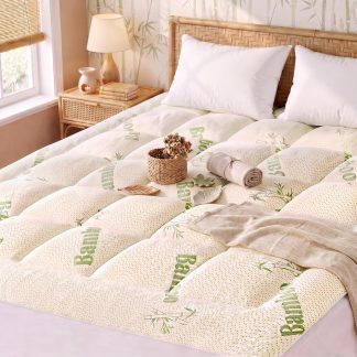 Bamboo Viscose Mattress Topper with Deep Pockets, Full Size | NEWBULIG