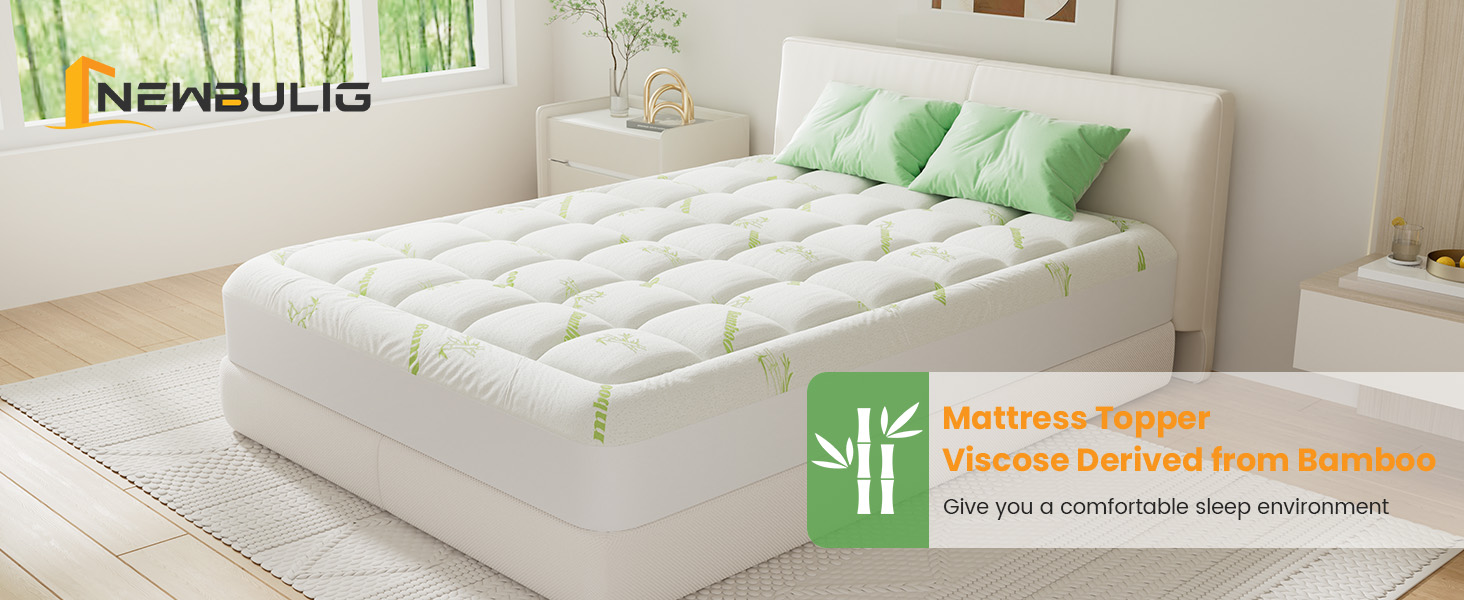 NEWBULIG Bamboo Viscose Mattress Topper with Deep Pockets, Full Size - NEWBULIG product detail
