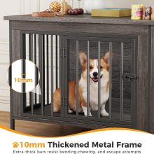 54 Inch Double Dog Crate Furniture for 2 Dogs, Gray Wood Grain - view 5 of 6 | NEWBULIG