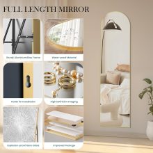 59×16 Inch Arched Full Length Mirror, Full Body Floor Mirror, Gold - view 4 of 6 | NEWBULIG