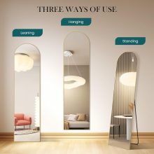 59×16 Inch Arched Full Length Mirror, Full Body Floor Mirror, Gold - view 5 of 6 | NEWBULIG