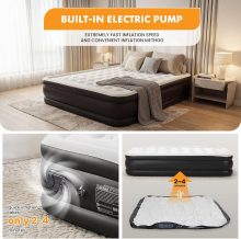 Twin Air Mattress with Built in Pump, 16 inch Raised Inflatable Blow up Flocked Surface Air Bed 330 lbs Weight Capacity Portable for Camping, Guests and Home - view 6 of 6 | NEWBULIG