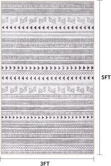 3×5 Washable Area Rug, Non-Slip Low Pile Carpet, Geometric Pattern - view 2 of 6 | NEWBULIG