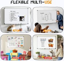 White Board, 48 x 32 Inch Magnetic Dry Erase Board for Wall with 1 Dry Eraser & 2 Multi-Color Markers & 4 Magnetic Pins, Silver Aluminum Frame for Office, Home, School - view 2 of 6 | NEWBULIG