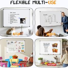 White Board, 48 x 32 Inch Magnetic Dry Erase Board for Wall with 1 Dry Eraser & 2 Multi-Color Markers & 4 Magnetic Pins, Silver Aluminum Frame for Office, Home, School - view 2 of 6 | NEWBULIG