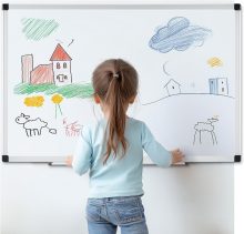 White Board, 48 x 32 Inch Magnetic Dry Erase Board for Wall with 1 Dry Eraser & 2 Multi-Color Markers & 4 Magnetic Pins, Silver Aluminum Frame for Office, Home, School - view 4 of 6 | NEWBULIG