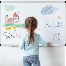 White Board, 48 x 32 Inch Magnetic Dry Erase Board for Wall with 1 Dry Eraser & 2 Multi-Color Markers & 4 Magnetic Pins, Silver Aluminum Frame for Office, Home, School - view 4 of 6 | NEWBULIG