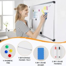 White Board, 48 x 32 Inch Magnetic Dry Erase Board for Wall with 1 Dry Eraser & 2 Multi-Color Markers & 4 Magnetic Pins, Silver Aluminum Frame for Office, Home, School - view 5 of 6 | NEWBULIG