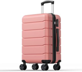 20 Inch Carry on Luggage, Hard Shell Suitcase, Pink | NEWBULIG