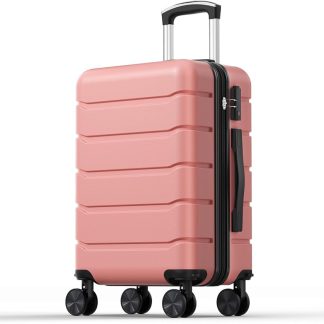 20 Inch Carry on Luggage, Hard Shell Suitcase, Pink | NEWBULIG
