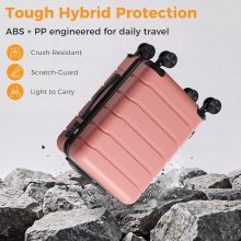 20 Inch Carry on Luggage, Hard Shell Suitcase, Pink - view 2 of 6 | NEWBULIG