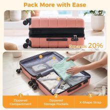 20 Inch Carry on Luggage, Hard Shell Suitcase, Pink - view 5 of 6 | NEWBULIG