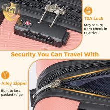 20 Inch Carry on Luggage, Hard Shell Suitcase, Pink - view 6 of 6 | NEWBULIG