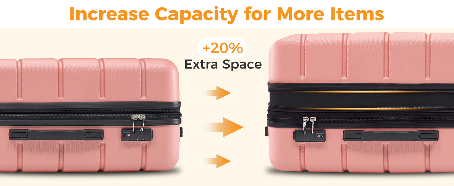 NEWBULIG 20 Inch Carry on Luggage, Hard Shell Suitcase, Pink - NEWBULIG product detail