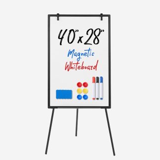 Magnetic Dry Erase Board 40 x 28 Inch, White Board with Adjustable Stand, Heavy-Duty Aluminum Frame & Accessory Tray for Office, Classroom, Home & Presentations, Black | NEWBULIG