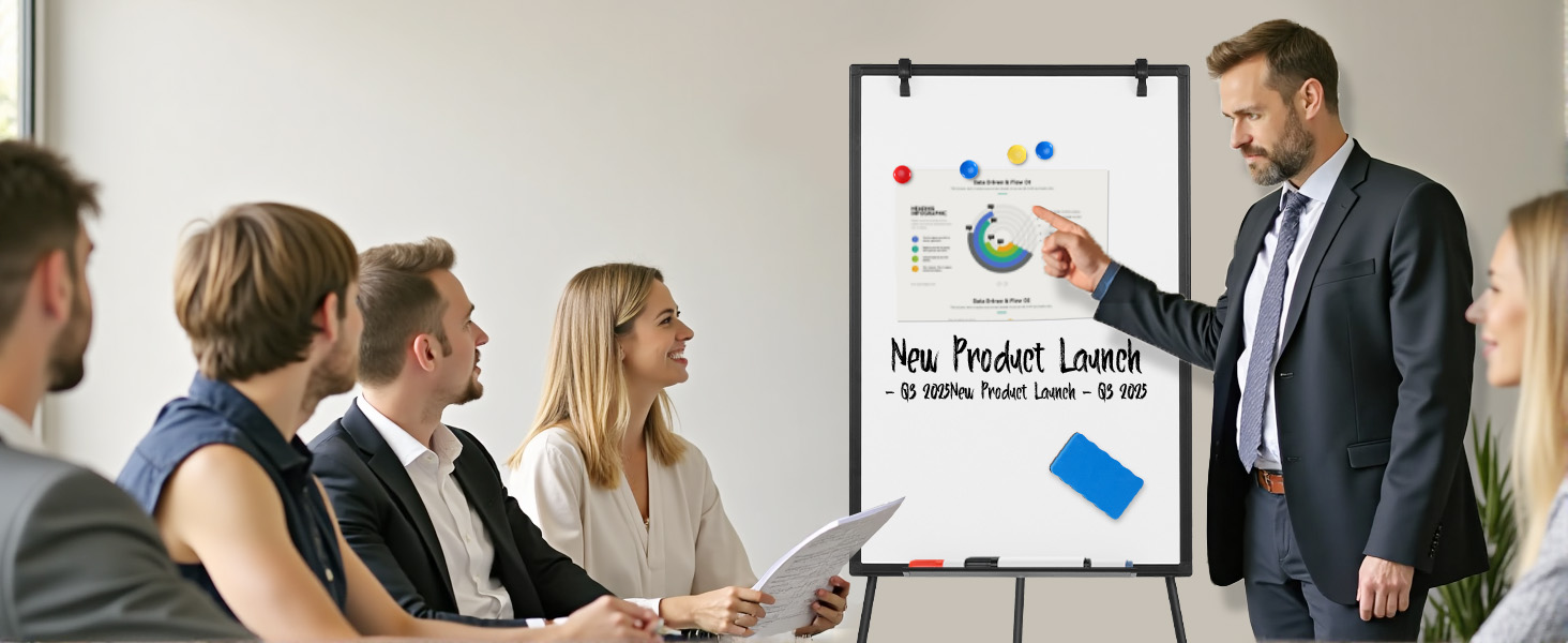 NEWBULIG Magnetic Dry Erase Board 40 x 28 Inch, White Board with Adjustable Stand, Heavy-Duty Aluminum Frame & Accessory Tray for Office, Classroom, Home & Presentations, Black - NEWBULIG product detail