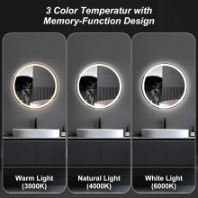 24 Inch LED Bathroom Mirror Round Vanity Mirror with Lights - view 5 of 6 | NEWBULIG