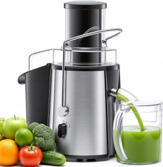 Centrifugal Juicer, 3 Inch Feed Chute Juicer Machine, Silver | NEWBULIG