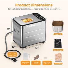 21-IN-1 Bread Maker, Automatic Bread Machine, Stainless Steel - view 2 of 6 | NEWBULIG
