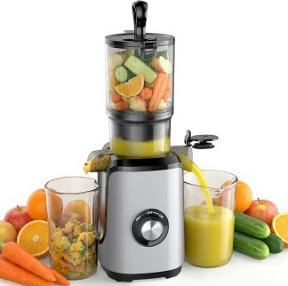 Cold Press Juicer Machine for Vegetables & Fruits, Silver | NEWBULIG