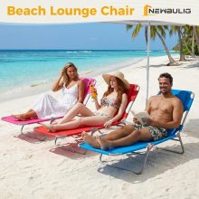 Beach Lounge Chair Outdoor, Tanning Chair with Face Hole, Pink - view 3 of 6 | NEWBULIG
