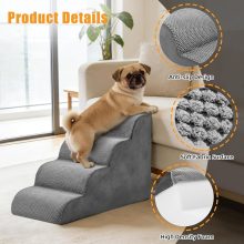 4-Step Dog Stairs, 20 Inch H Dog Steps for Sofa and Chair, Grey - view 3 of 6 | NEWBULIG