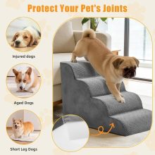 4-Step Dog Stairs, 20 Inch H Dog Steps for Sofa and Chair, Grey - view 4 of 6 | NEWBULIG