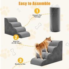 4-Step Dog Stairs, 20 Inch H Dog Steps for Sofa and Chair, Grey - view 6 of 6 | NEWBULIG