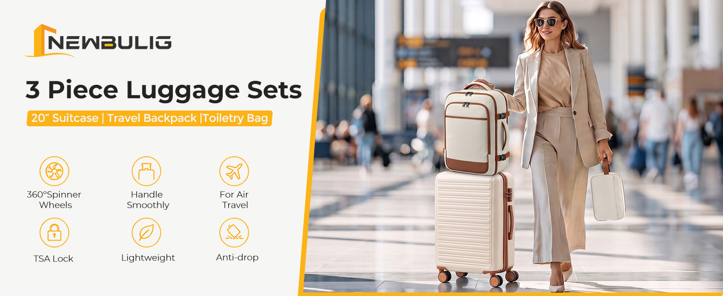 NEWBULIG Luggage Set 3 Piece, 20in Carry On Suitcase With Backpack - NEWBULIG product detail