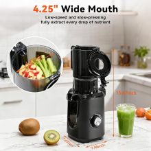 Juicer Machine, 4.25 Inch Feed Chute Cold Press Juicer, Black - view 2 of 6 | NEWBULIG