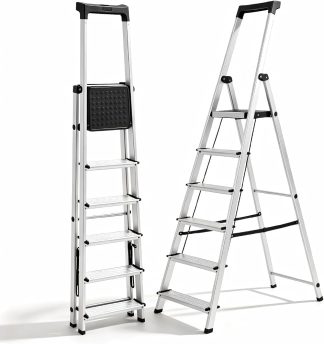 6 Step Ladder, 330lbs Capacity Folding Aluminum Step Stool | NEWBULIG