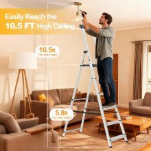 6 Step Ladder, 330lbs Capacity Folding Aluminum Step Stool - view 6 of 6 | NEWBULIG