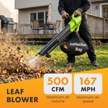 3-in-1 Electric Leaf Blower Vacuum Mulcher, 500 CFM Airflow - view 2 of 6 | NEWBULIG