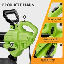 3-in-1 Electric Leaf Blower Vacuum Mulcher, 500 CFM Airflow - view 4 of 6 | NEWBULIG