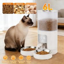 Automatic Cat Feeder for 2 Pets 6L Dog Food Dispenser, White - view 3 of 6 | NEWBULIG