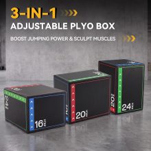 3 in 1 Plyometric Jump Box, Plyo Box Jumps for Home Gym, Jumping Boxes for Training, Workout, Exercise, Non-Slip Multi-Use Cushioned - view 3 of 6 | NEWBULIG