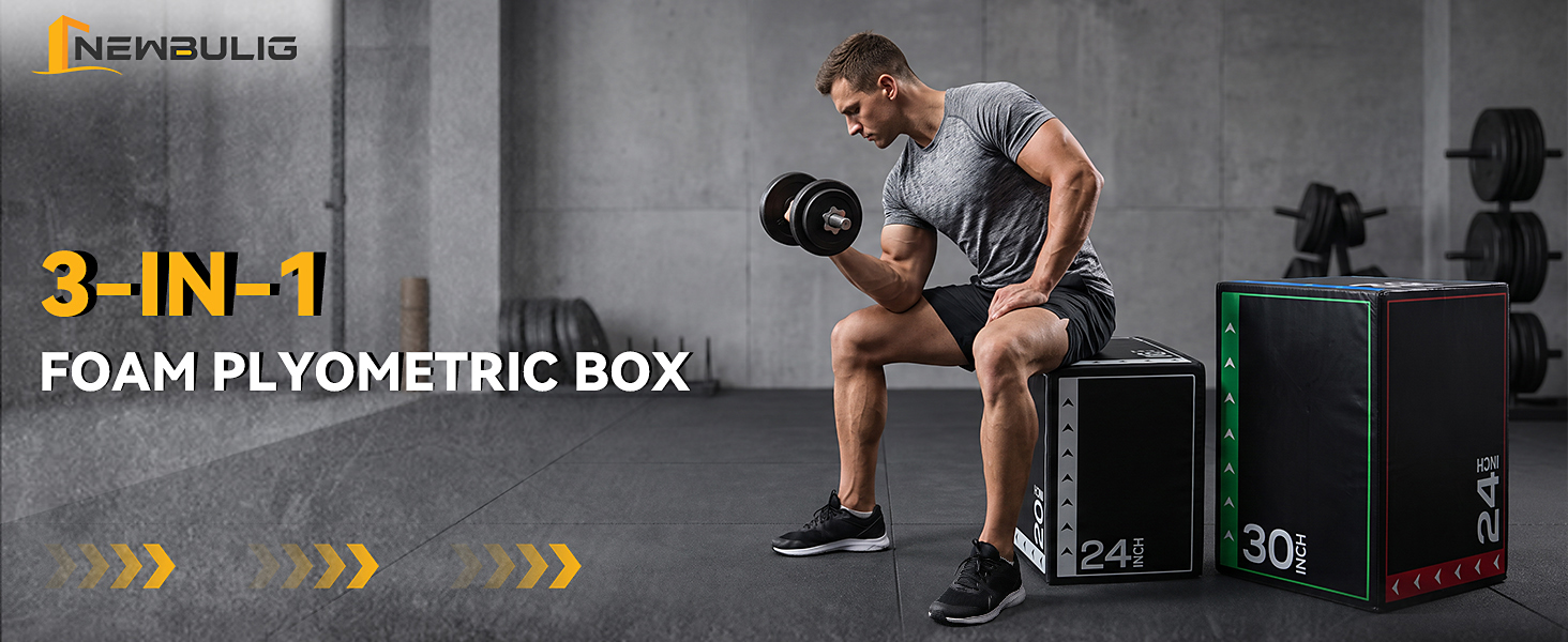 NEWBULIG 3 in 1 Plyometric Jump Box, Plyo Box Jumps for Home Gym, Jumping Boxes for Training, Workout, Exercise, Non-Slip Multi-Use Cushioned - NEWBULIG product detail