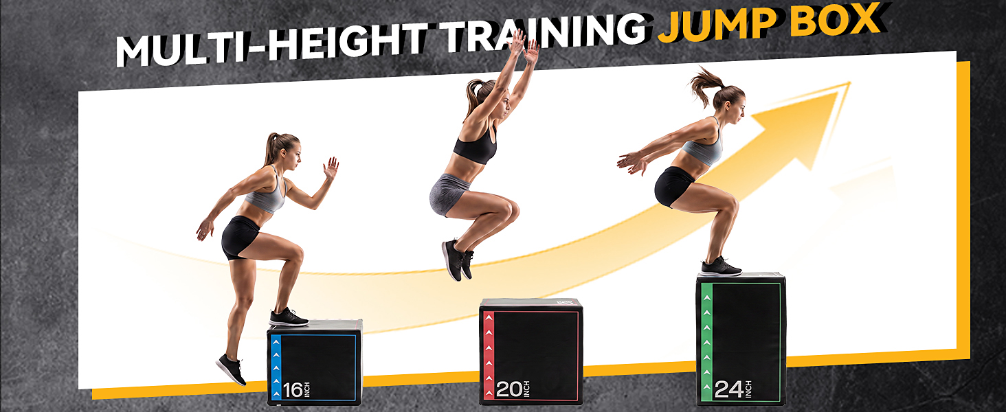 NEWBULIG 3 in 1 Plyometric Jump Box, Plyo Box Jumps for Home Gym, Jumping Boxes for Training, Workout, Exercise, Non-Slip Multi-Use Cushioned - NEWBULIG product detail