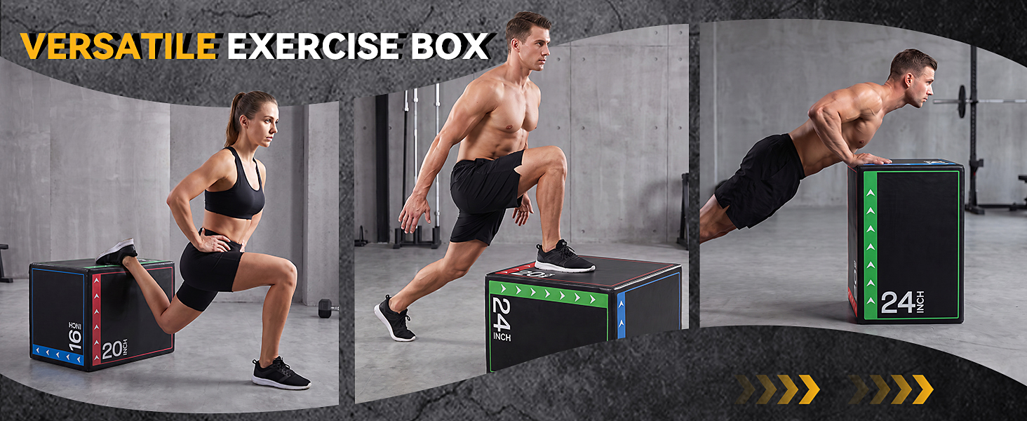NEWBULIG 3 in 1 Plyometric Jump Box, Plyo Box Jumps for Home Gym, Jumping Boxes for Training, Workout, Exercise, Non-Slip Multi-Use Cushioned - NEWBULIG product detail
