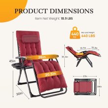 Zero Gravity Chair, Folding Patio Recliner with Cup Holder Trays - view 3 of 6 | NEWBULIG